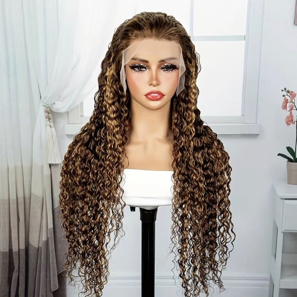 180% #27/30 Ombré Blonde/Chocolate 13x4 HD Pre Plucked Lace Front Human Hair Wig - Picture 5 of 8